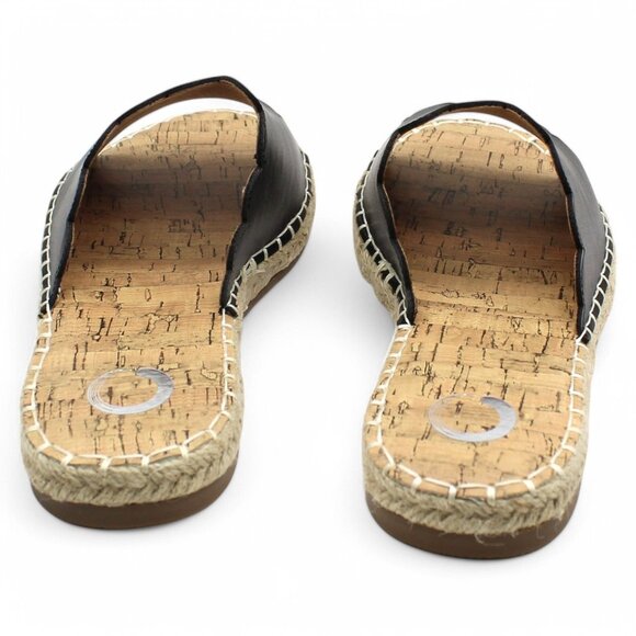 Women S Journee Collection Marjan Espadrille Slide Black Faux Leather - Picture 8 of 8